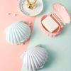 1PC Shell-shaped Plastic Soap Box with Flip Cover, Cute Shell Design Bathroom Storage Box