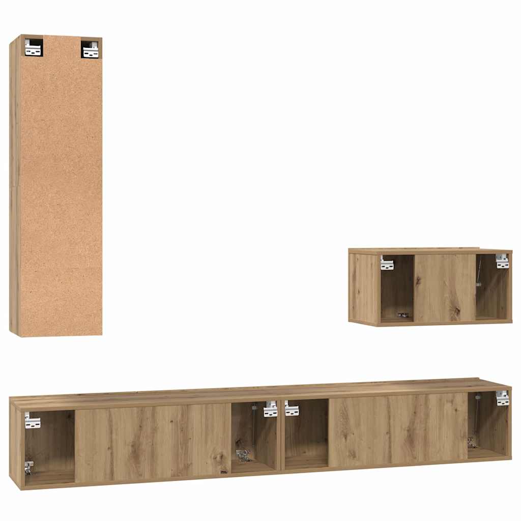Wall Mounted TV Cabinet 4 pcs Artisan Oak Wood Based Material