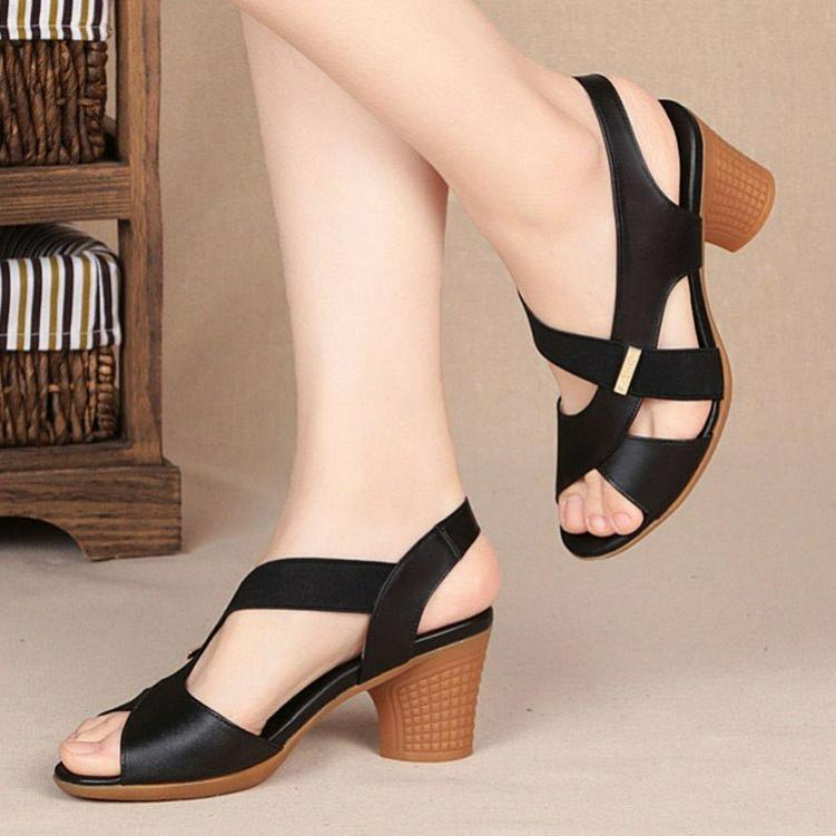 Summer Fishbill Open-toed Fashion Roman High-heeled Sandals Women's Thick-heeled Mother Shoes