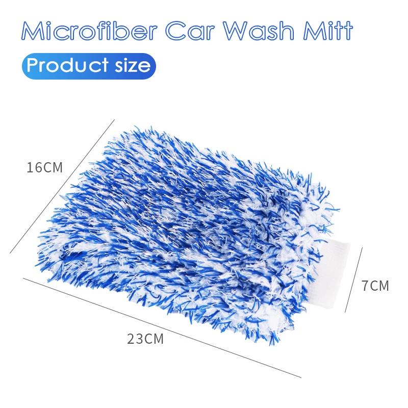 

1PCS Plush Car Wash Mitt Microfiber Thick Car Cleaning Mitts Auto Wash Strong water-absorbing long-haired car cleaning gloves L синий