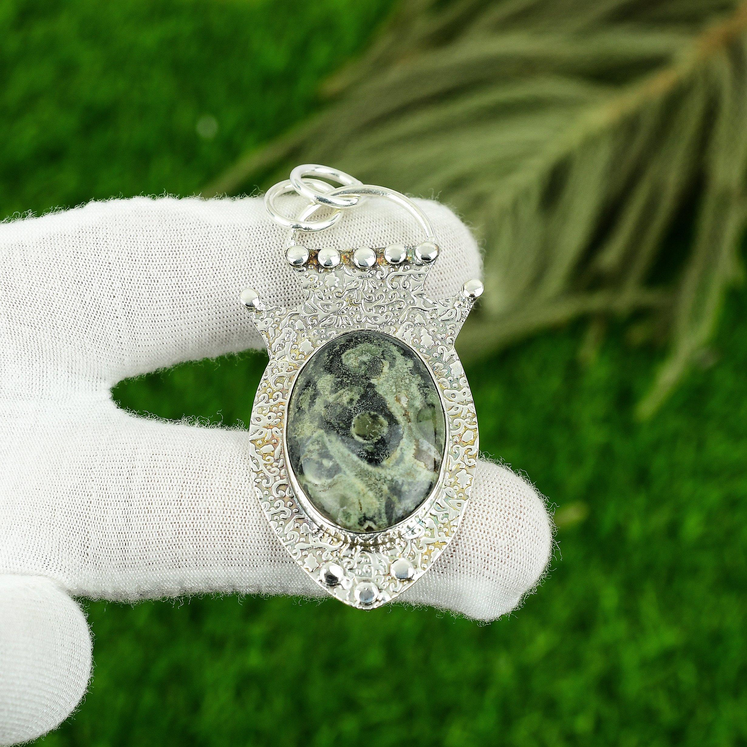 Friendship Day Deal Natural Kambaba Jasper Bezel Pendant Jewelry Sterling Silver