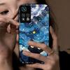 Case for Xiaomi POCO X4 Pro 5G Anime Black Cat Starry Cloud Print Phone Cover Acrylic Hard Back Shell With Flexible TPU Edge