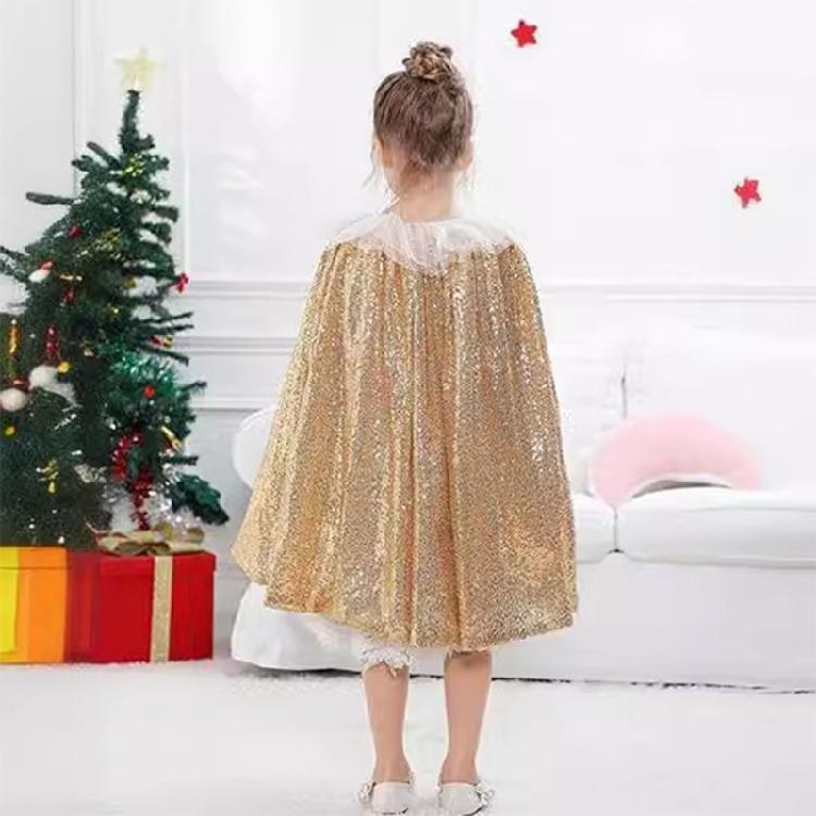 Funkelnder Pailletten Prinzessinnenumhang für Damen Mädchen Halloween Geburtstag Cosplay Weihnachtsumhang Prinzessinnenumhang Kostüm
