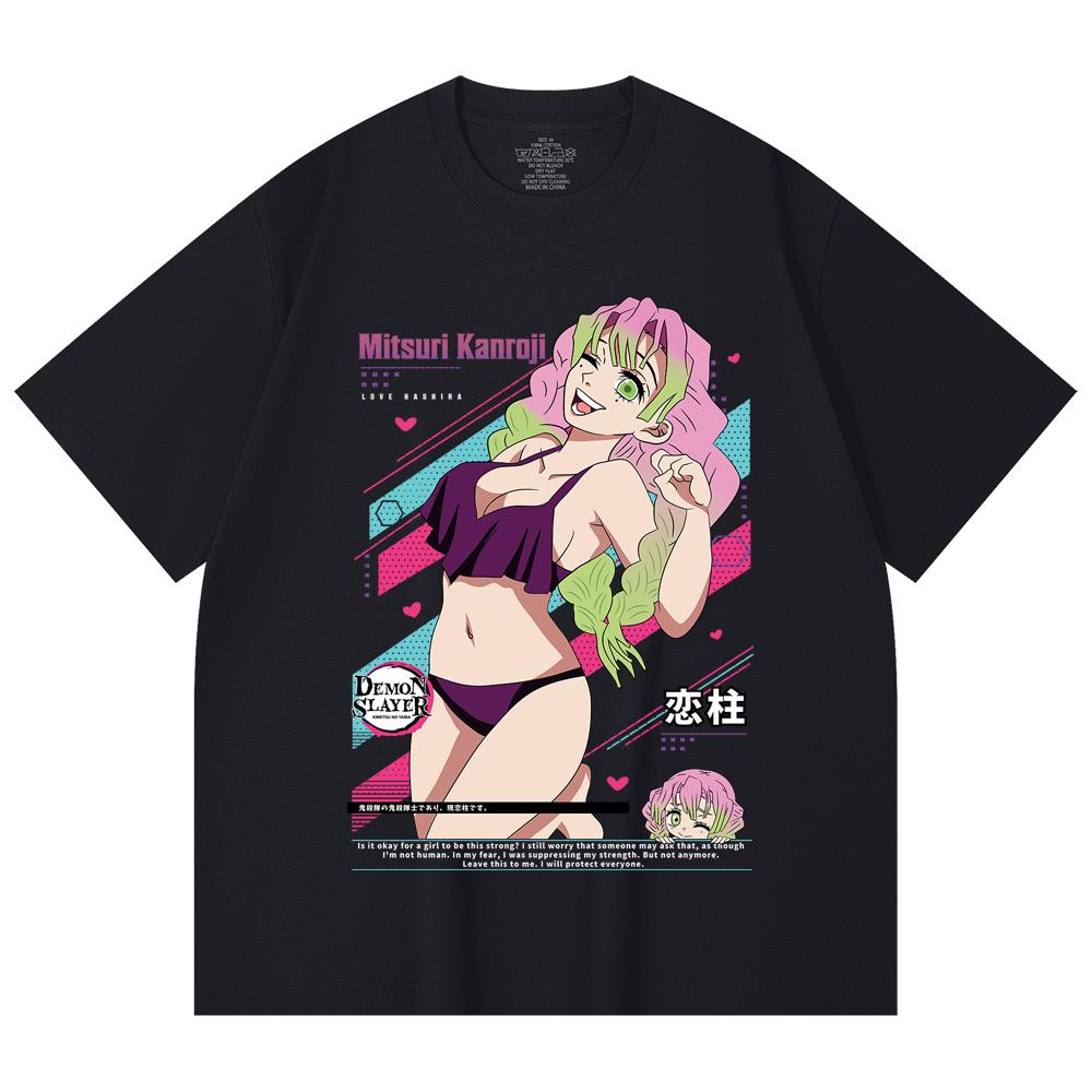 230 Gsm 100% Cotton Demon Slayer V52 Mitsuri Waifu Print Unisex Heavy Cotton T Shirt
