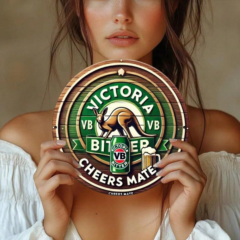 Victoria Bitter Metal Tin Sign Vintage Wall Decor 7.8 Inch Round Bar Cafe 20x20