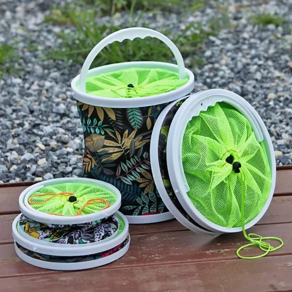 1pcs Hard Bottom Folding Fishing Bucket Outdoor Water Collection Water Bag Multi-Functional Outdoor Fish Protections Bucket