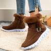 European and American Foreign Trade Short Tube Lace-up Wool Snow Boots Women's Cross-border New Winter Thickened Solid Color Velvet Warm Cotton Shoes