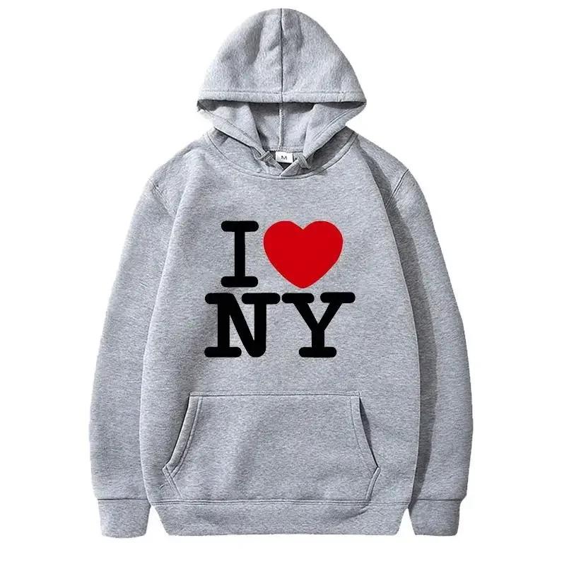 I Love New York Pritned Hoodies Men's and Women's Fashion Casual Hooded Pullover Street Hip Hop Clothing
