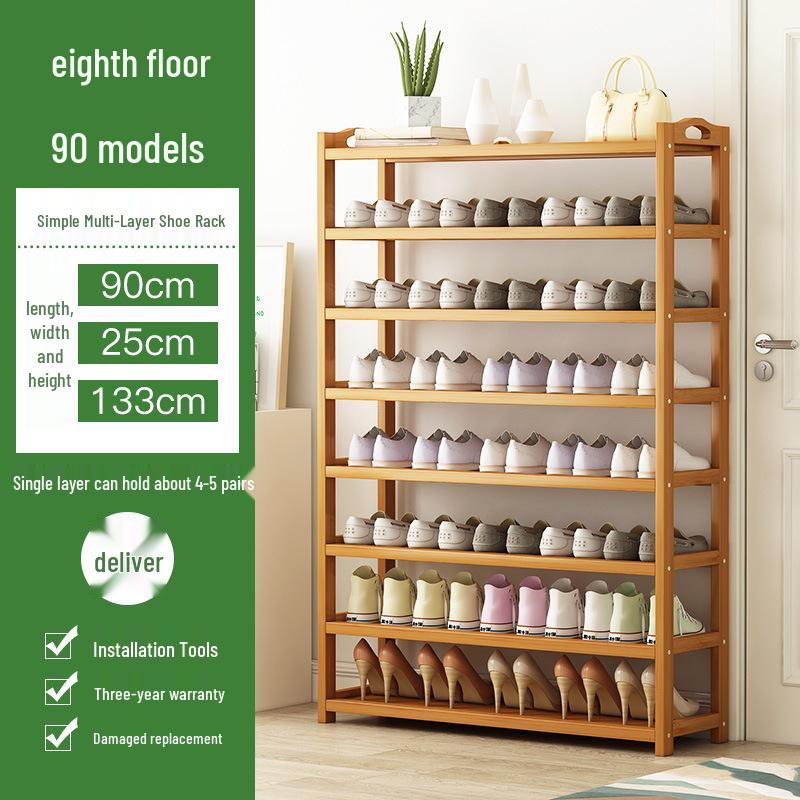 Camphor Bamboo Multi-layer Shoe Rack - Space-saving Floor Storage Cabinet for Dormitory Entrance