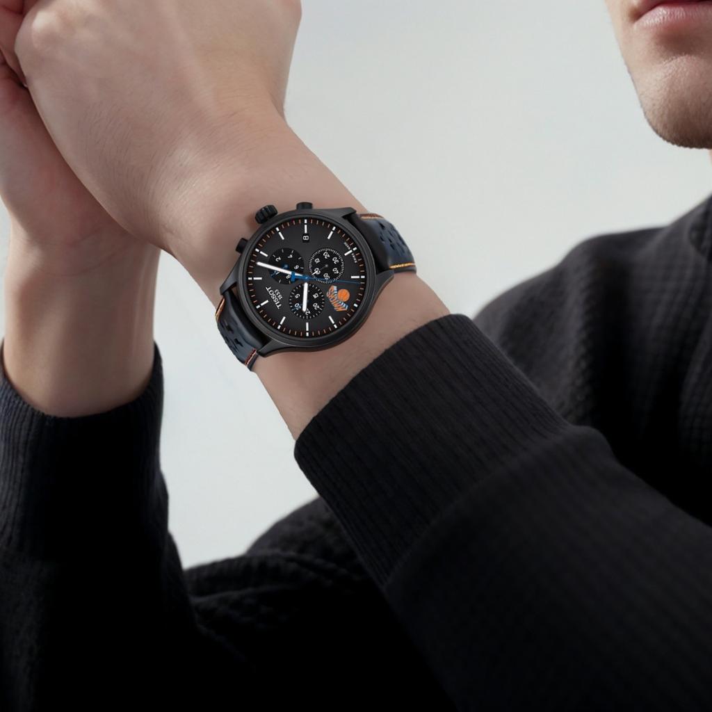 Tissot Speedy Collection Zegarek Męski Mechanizm Kwarcowy Zegarek 45mm Czarna Tarcza Stalowa Koperta Skórzany Pasek T116.617.36.051.05