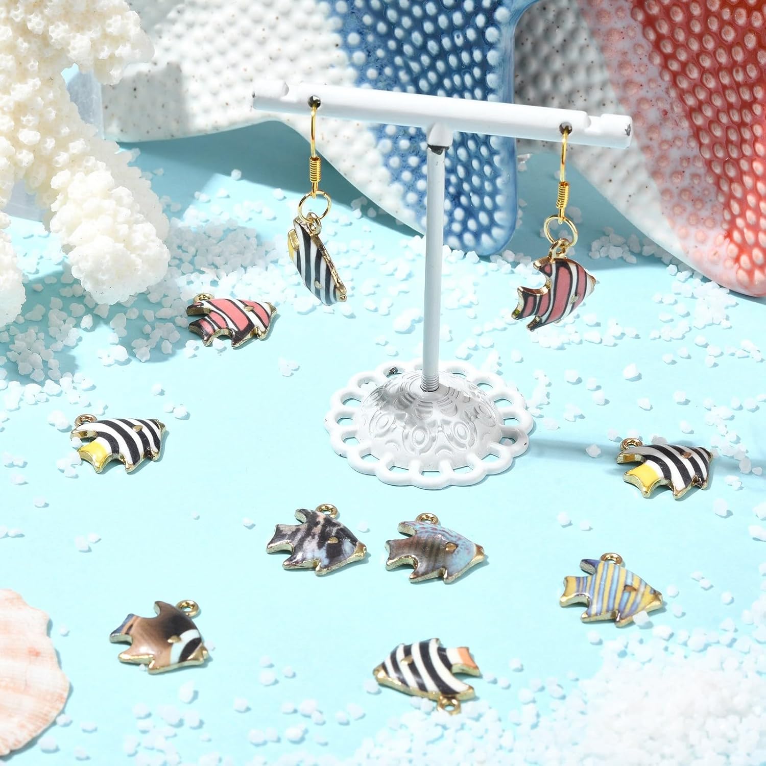 

DanLingJewelry 35 шт. 7 стилей эмалевые подвески-рыбки, с цветочным принтом, подвески в виде морских животных, эмалевые подвески-шармы в виде тропических рыбок для изготовления ювелирных изделий