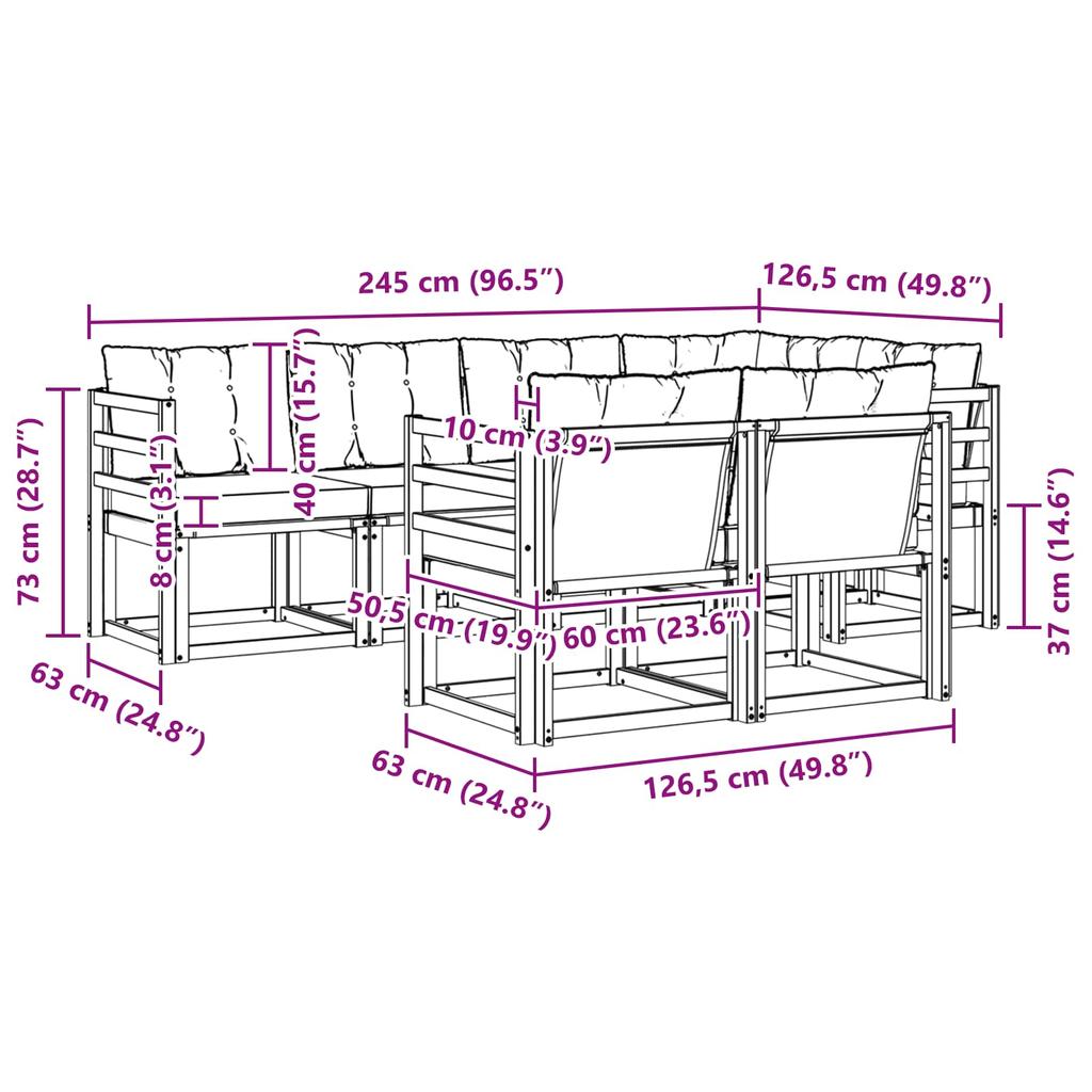 Outdoor Sofa Set with Cushions 7 pcs Natural and Black