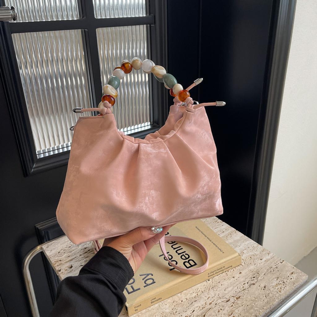 Exquisite Colorful Beaded Crossbody Bag  New Women's Soft PU Magnetic Buckle Closed Underarm Bags Leisure Vacation Handbag