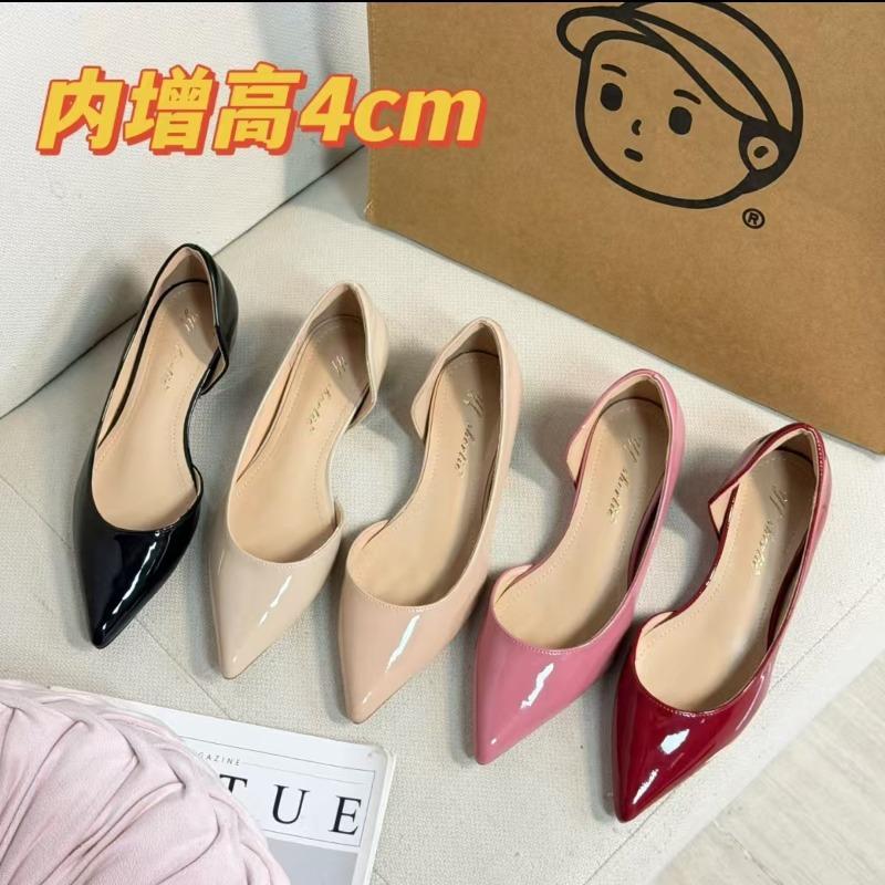 Patent leather pointed tip shallow mouth side empty single shoes new summer beautiful not tired feet Mary Jane shoes