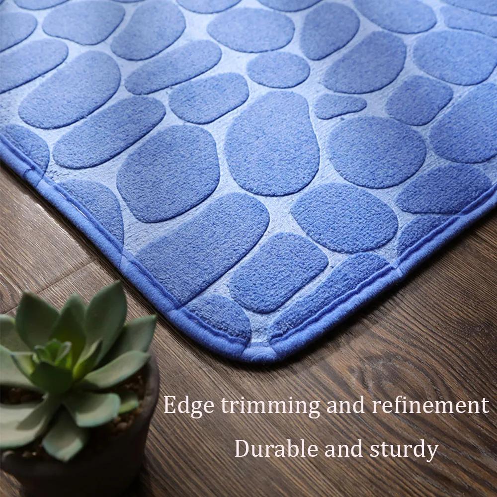 3D Non Slip Bath room Mat Cobblestone Embossed Bath Mat Absorbent Doormats Carpet Door Floors Mats Machine Washable Quick Drying