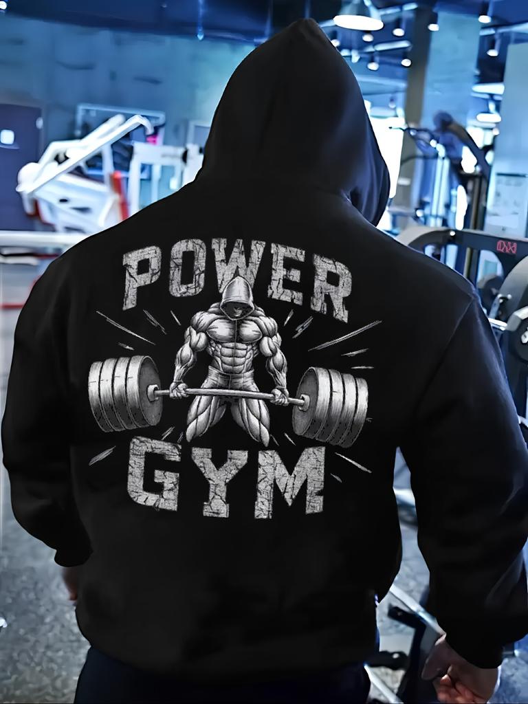 Fashionable Autumn/Winter Fitness Muscle Training Gladiator StrongmanLetter PrintComfortableSoft Hooded Outdoor Sweatshirt