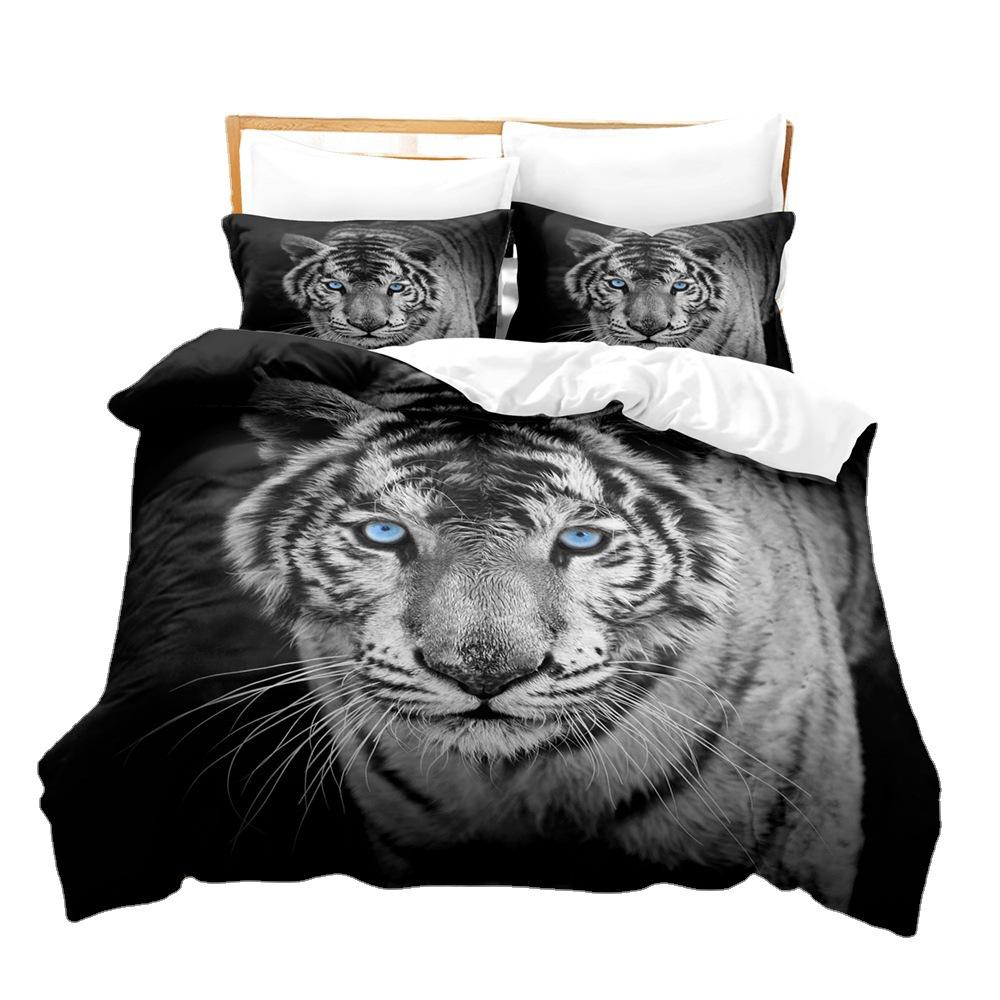 3D Digital Printing Three-Piece Set, Chinese Tiger Picture 3D Digital Printing Bedding Kit
