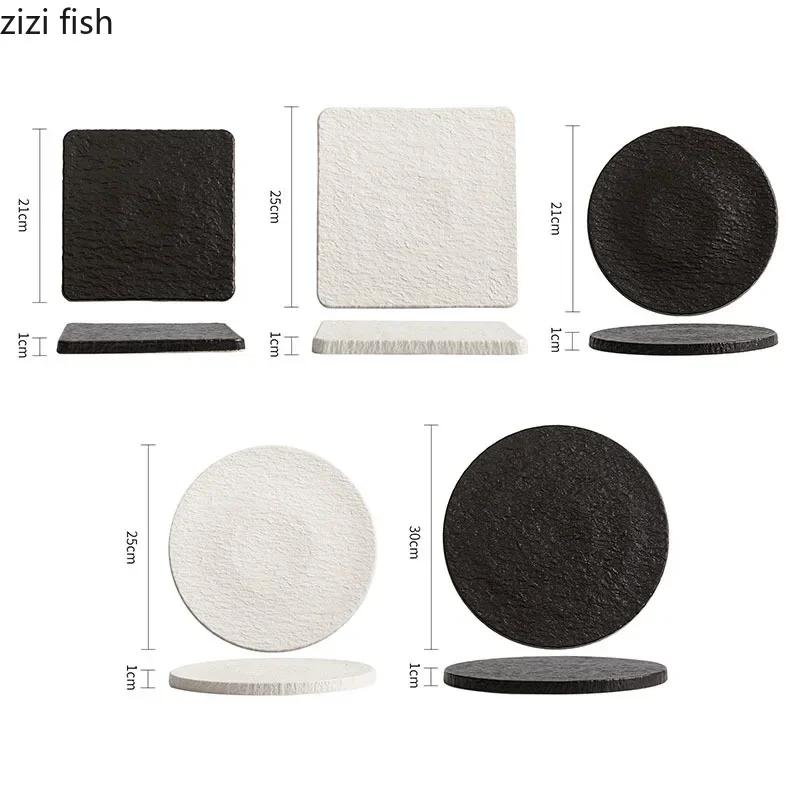 طبق سيراميك بنقشة حجر، طبق ستيك، طبق تقديم، أطباق كيك، طبق حلويات، طبق سوشي، أدوات مائدة مطعم للمطبخ الجزيئي