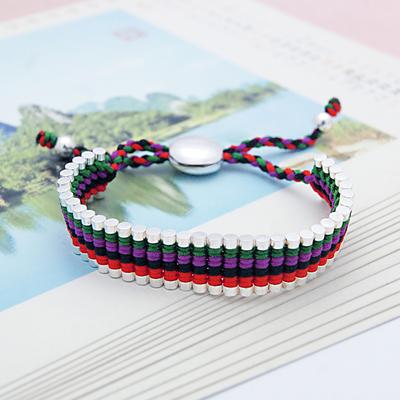 Bracelet en argent Sterling 925, Vintage, Style Nation, corde tressée, breloque réglable, bijoux pour femmes