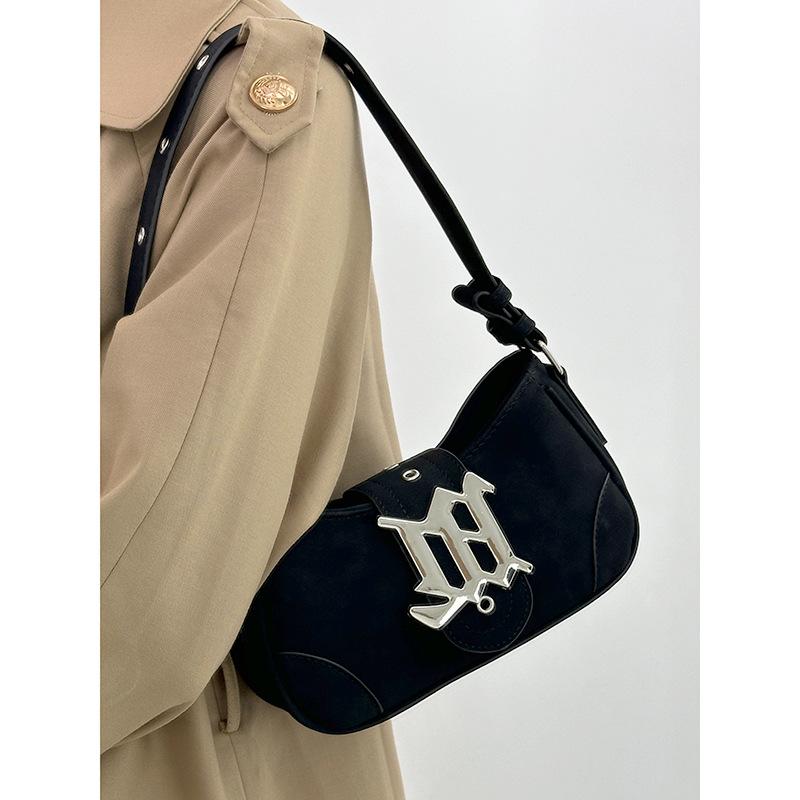 

Vintage matte suede bag 2025 new millennial babes underarm locomotive bag women s portable messenger bag чорний