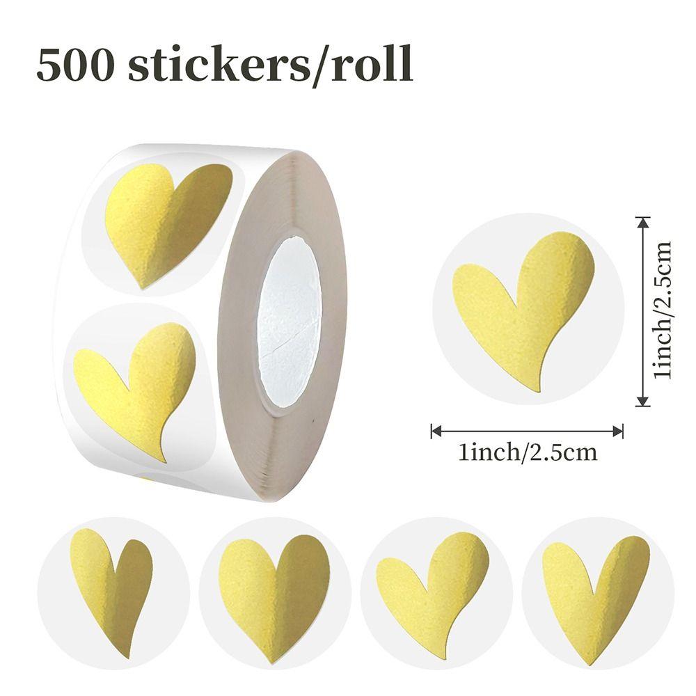 Transparent Heart Sticker Glowing Effect Heart Design Sealing Label Sticker Waterproof Gold Color Stationery Sticker