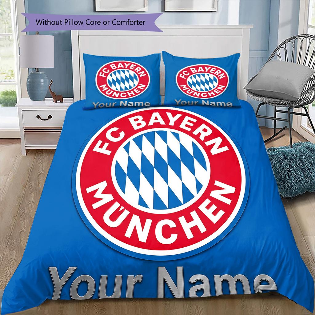 Custom Name FC Bayern Munich Bedding,Quilt Set Quilt Cover Pillowcase Home Birthday Gift(1 * Duvet Cover + 2 * Pillowcase, Without Core) -HE60