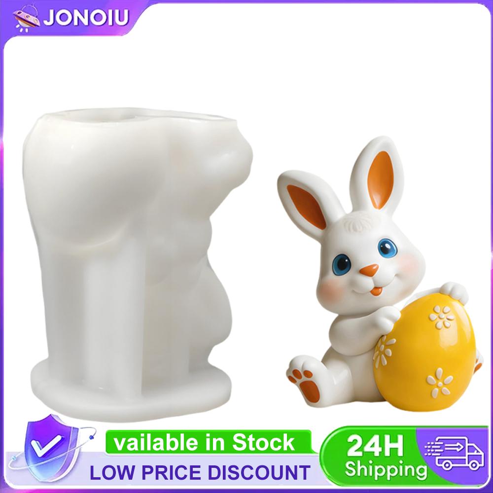 3D Easter Bunny Holding Eggs Silicone Candle Mould DIY Soft Silicone Crafting Tools For Easter Home Crafts Decorations Holiday