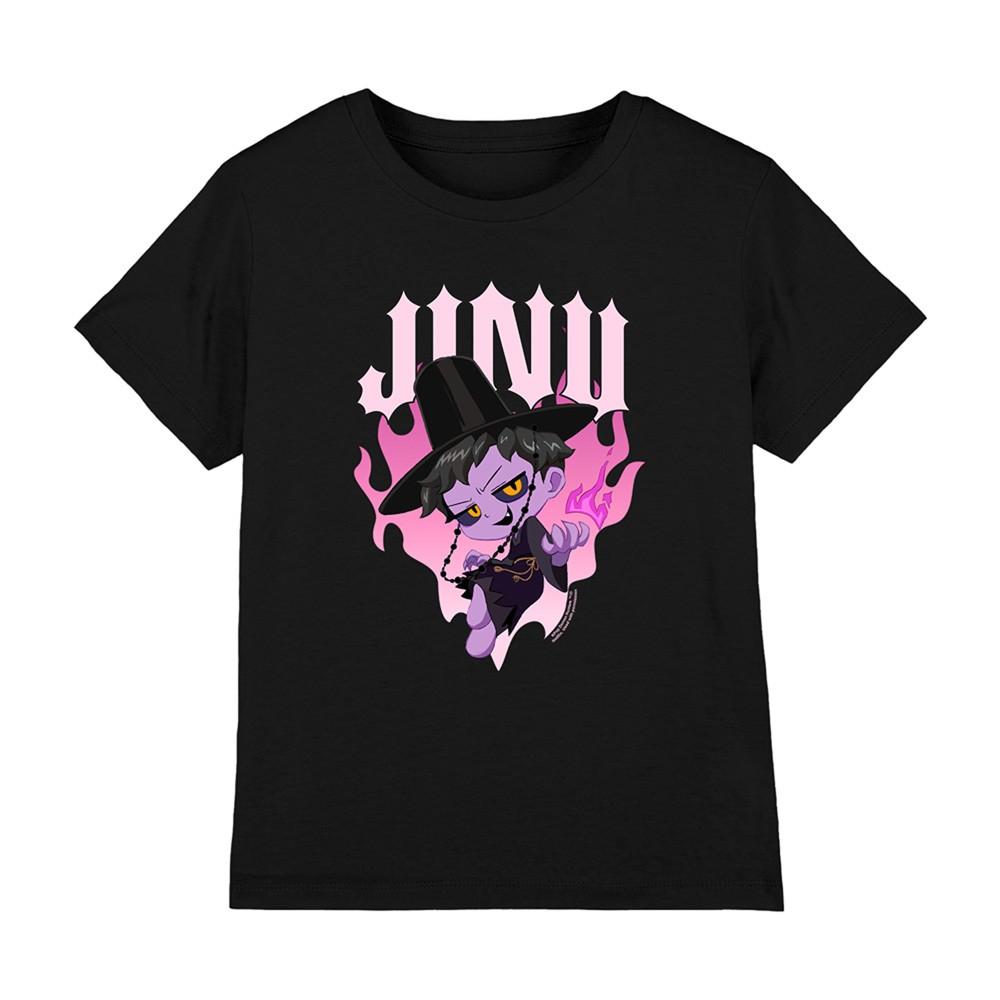 Kpop Demon Hunters Jinu Demon Heart Flames Kids T-Shirt Black S