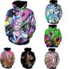 Bluza z kapturem Rick And Morty z cyfrowym nadrukiem 3D dla mężczyzn, codzienna odzież sportowa w kolorach zielonym, szarym, czarnym, białym
