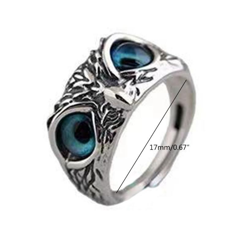 Verstellbarer Punk Eulenring Offene Tierringe Statement Ring Schmuck Geschenke Dämonenauge Eulenring Retro Tier Vogel Offener Ring