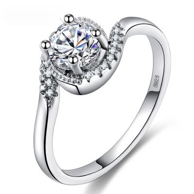 Koreai verzió Egyszerű Kerek Kicsi és Gyönyörű Ezüst Cirkón Gyűrű