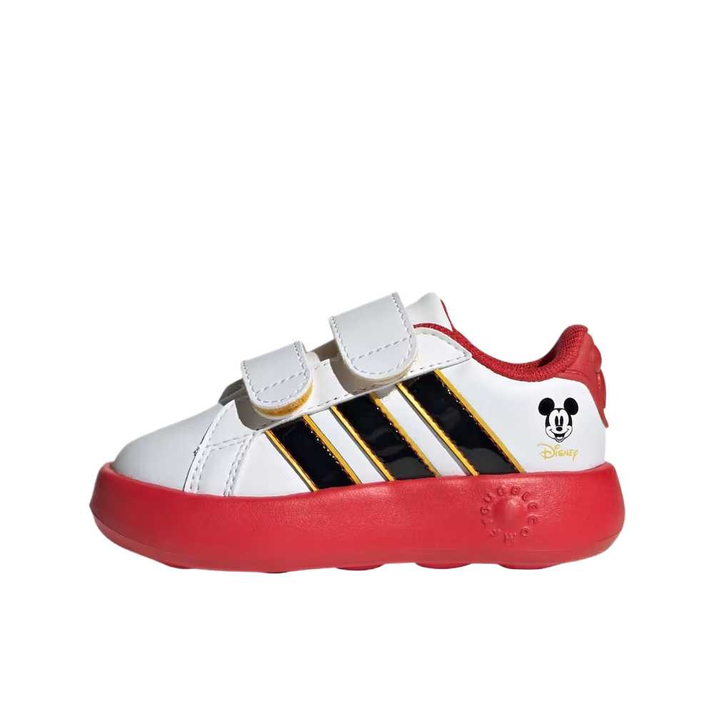 Adidas Disney X  Grand Court Synthetic Leather Comfortable Casual Soft Minimalist Low-Top Walking Shoes Baby Shoes Cloud-White Black JQ8070