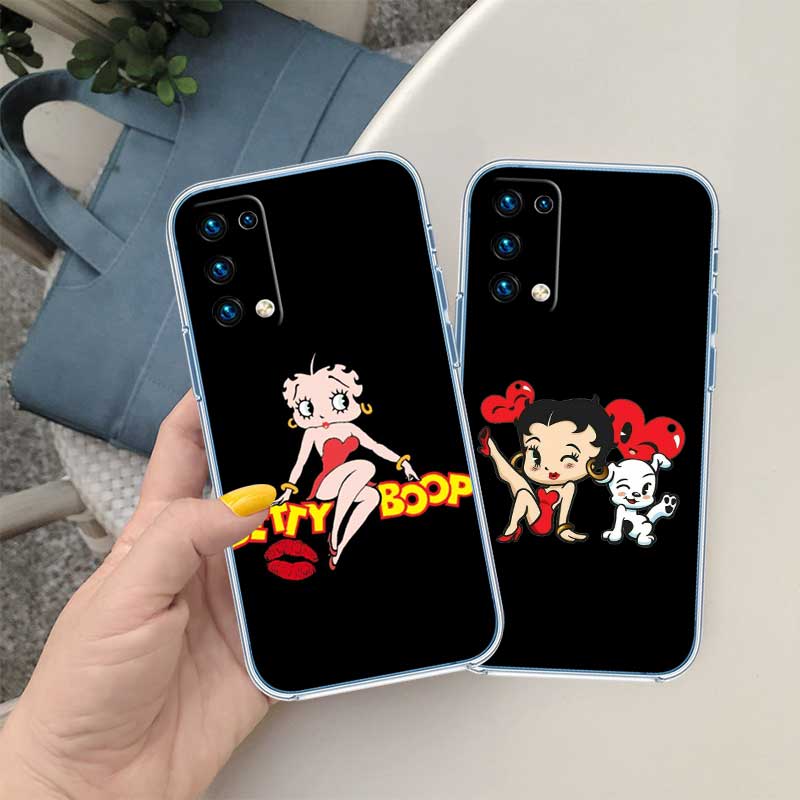 RE11 B-Bettys Pattern B-Boops Transparent Phone Case for Samsung Galaxy A04 A04S A14 A23 A34 A54 M23 M33 M52 M53