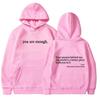 Women's Letter Print Hoodie with Kangaroo Pocket and Drawstring