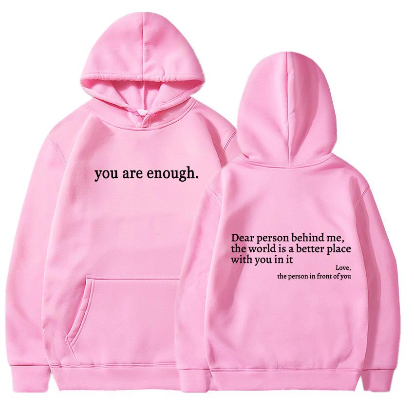 Women's Letter Print Hoodie with Kangaroo Pocket and Drawstring