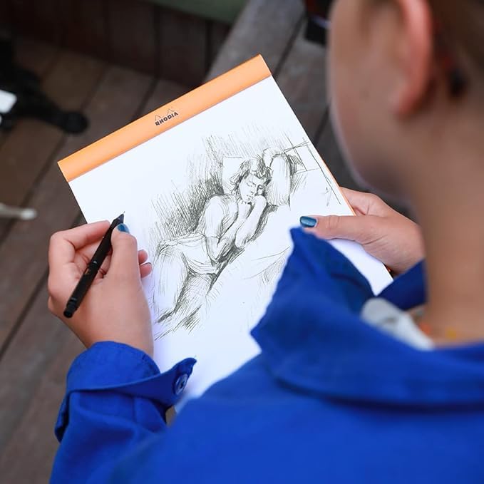 Rhodia Pen Ballpoint Pen with Two Colors and and Mechanical Aluminum Body with Hairline Rotary Includes RHODIA 11 Block Rhodia Multi-Function "Script