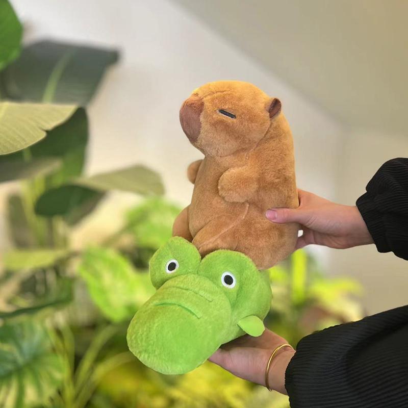 Riding Crocodile And Goose Capybara Plushie Soft Fuzzy Plush Toy Doll Capibara Toy Throw Pillow Birthday Gift Home Decora