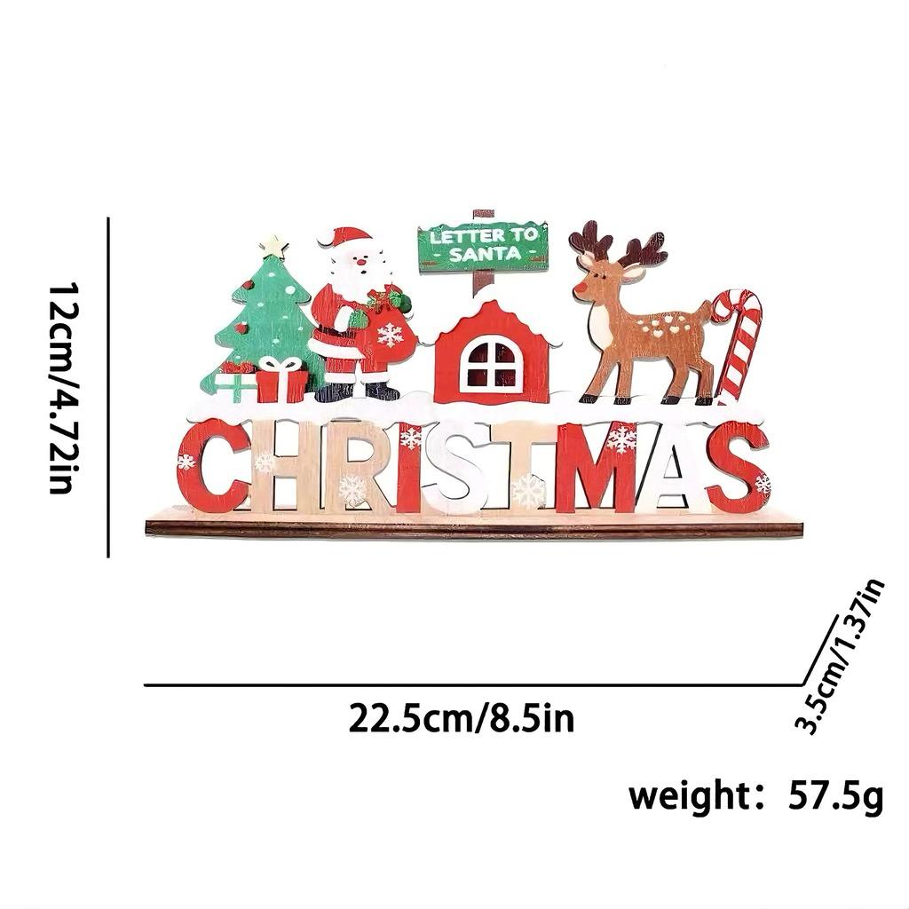 Santa Reindeer Desktop Ornament Wooden Christmas Houses Village Tabletop Decoration For Home Xmas 2026 2027 New Year Party Decor