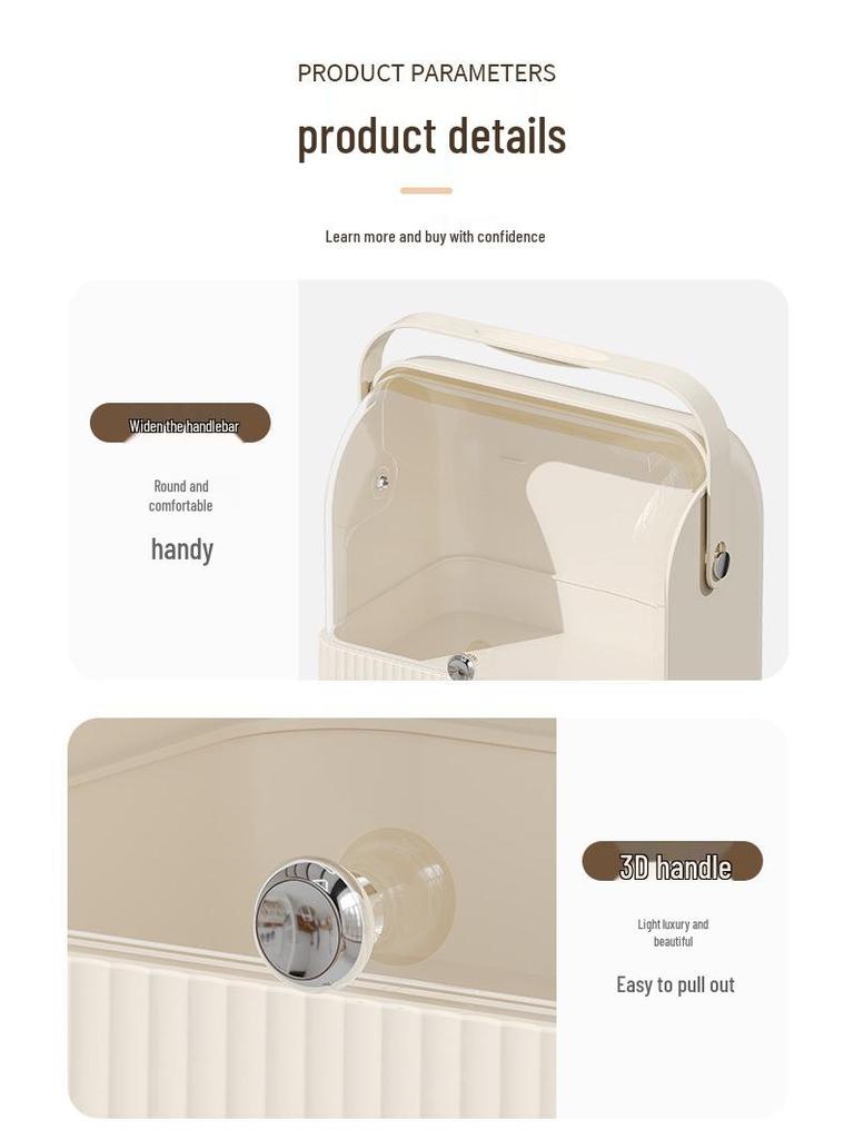 Large Capacity Dustproof Cosmetic Storage Box with Desktop Drawer for Skincare and Makeup