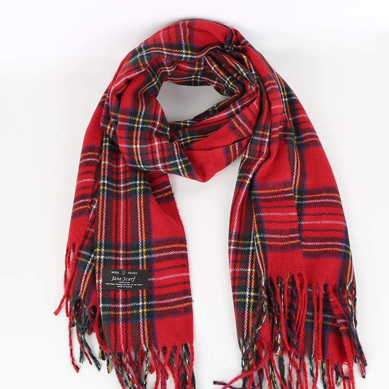 Christmas red plaid scarf women's winter warmth retro senior sense new gift scarf shawl student