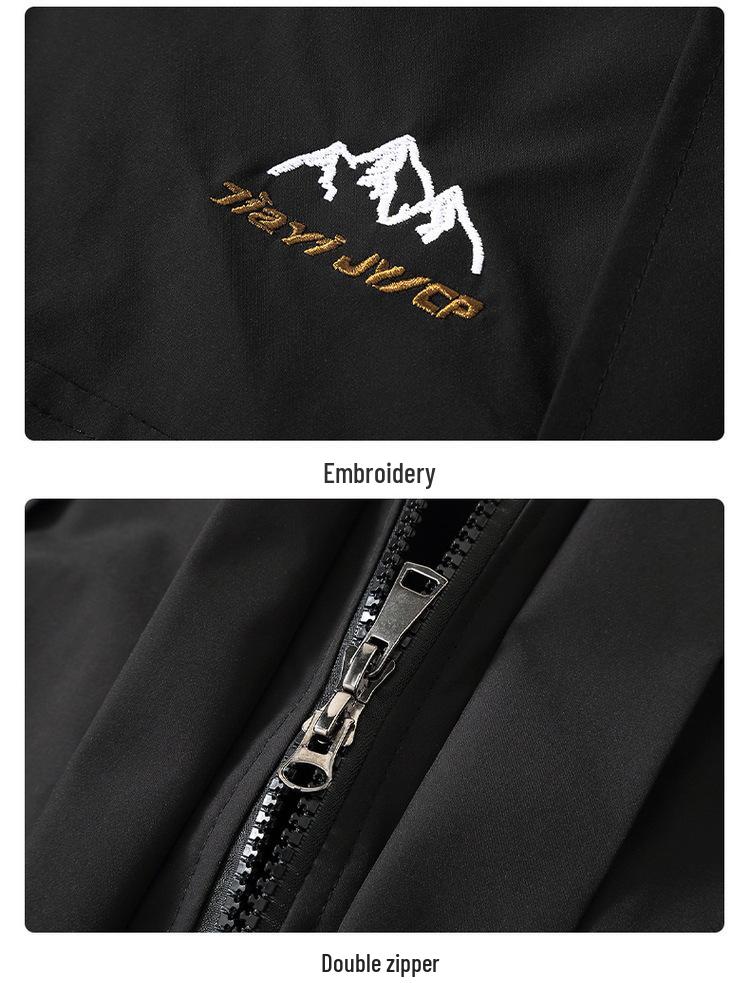 Men's Trendy Three-in-One Windproof Parka with Detachable Plus Velvet Lining, in Plus Sizes for Autumn and Winter.