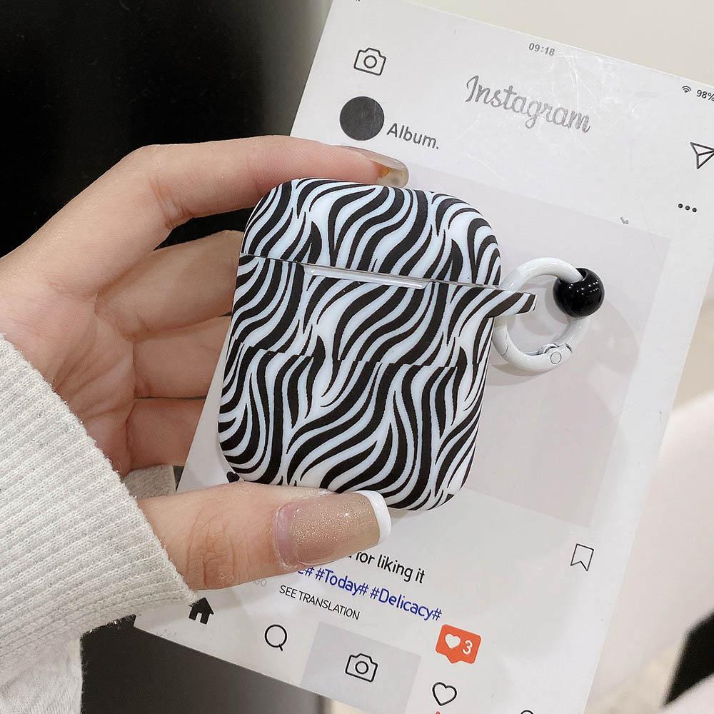 Cute Black White Stripe Zebra Texture Comfortable Silicone Earphone Case With For AirPods 1/2/3/4 Pro 2 3nd Soft Cover