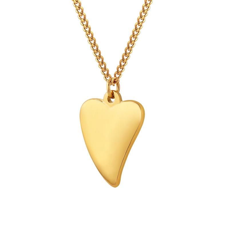 Stylish Heart Pendant Necklace: 18K Gold-Plated Titanium Steel, Cold-Style Clavicle Chain for Women