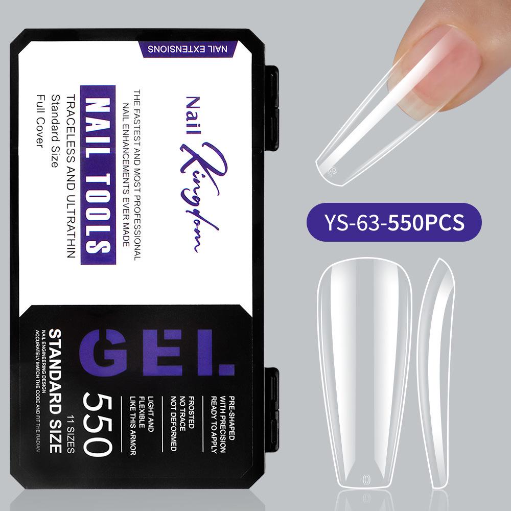 550-Piece Box of Transparent Short Square Nail Tips – Trapezoidal Full and Half Stick, Thin and Durable for Nail Art