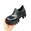 Height Increasing Platform Muffin Bottom Cowhide Loafers Spring New Slip-on High Heel Small Leather Big Head Derby Shoes Women