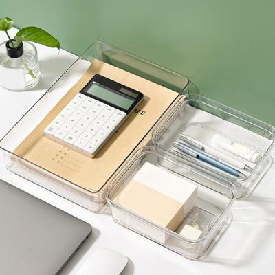 Desktop Storage Box Set Clear Drawer Organizer Stackable Anti-Slip Containers Multi-Size Organizers Set for Makeup Bathroom Kitchen