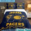 Custom Name 3PCS basketball Pacers Neon Art Bedding Set,Including  Duvet Cover And 2pcs Pillowcases Perfect for Bedroom,Dormitory,Fan Christmas gift