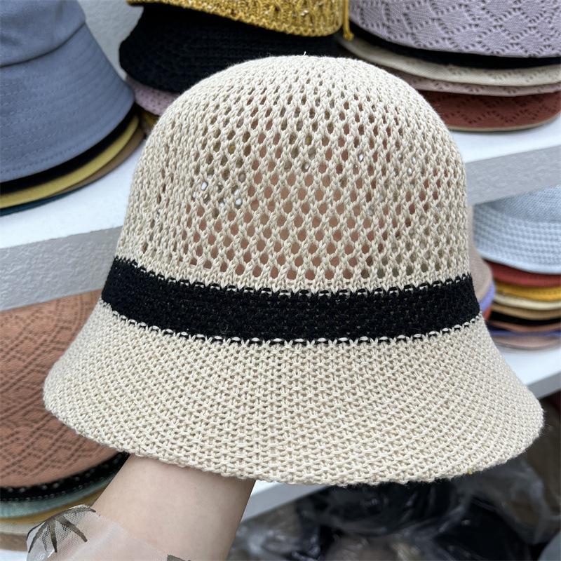 

Summer hollow bucket hat women s hat thin early spring and autumn sunshade basin hat breathable bucket sun hat versatile Adult (56-58cm) бежевий