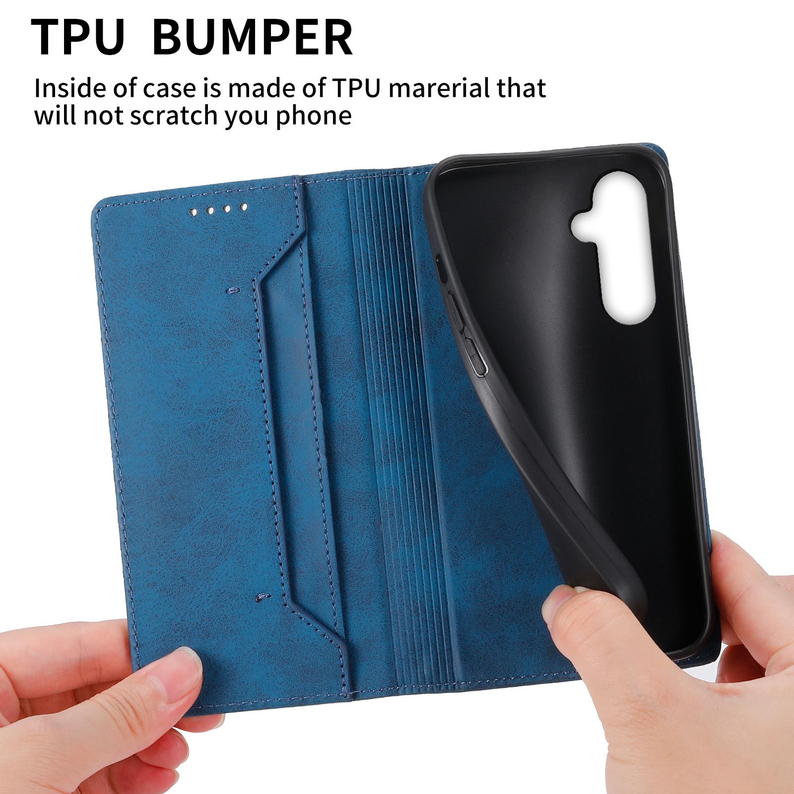 

DF-05 For Samsung Galaxy A55 5G Leather Phone Case RFID Blocking Wallet Blue