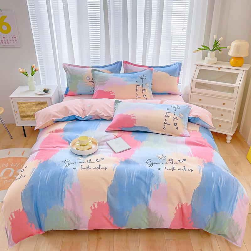 Skin-friendly Cotton Four-piece Dormitory Three-piece Bed Sheet Quilt Cover Bedding